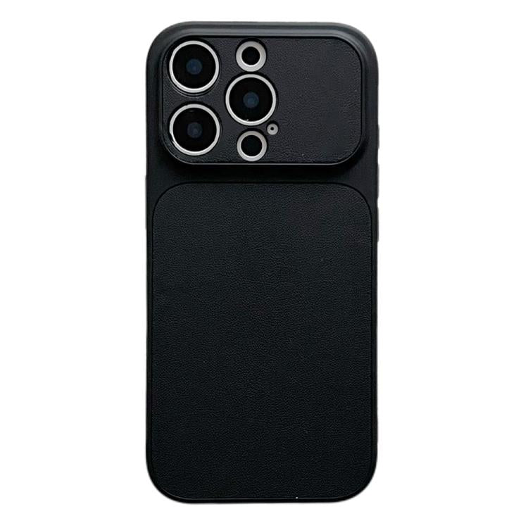 For iPhone 15 Pro Max Leather Textured Large Window Full Coverage Phone Case