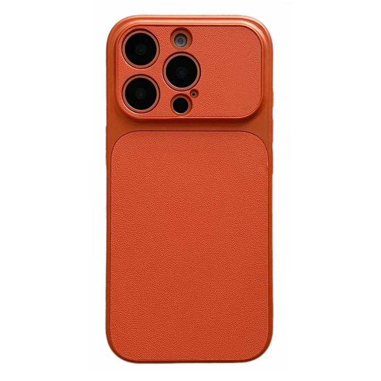 For iPhone 15 Pro Max Leather Textured Large Window Full Coverage Phone Case