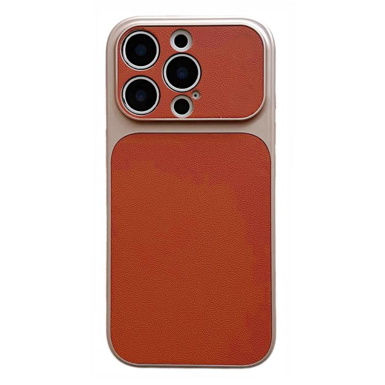 For iPhone 15 Pro Leather Textured Large Window Full Coverage Phone Case