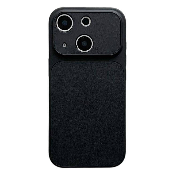 For iPhone 15 Leather Textured Large Window Full Coverage Phone Case