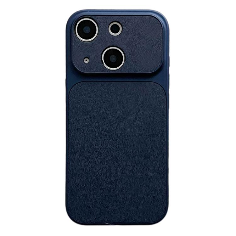 For iPhone 15 Leather Textured Large Window Full Coverage Phone Case