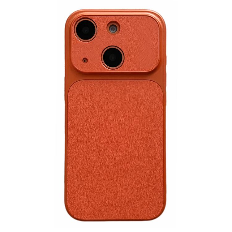 For iPhone 15 Leather Textured Large Window Full Coverage Phone Case