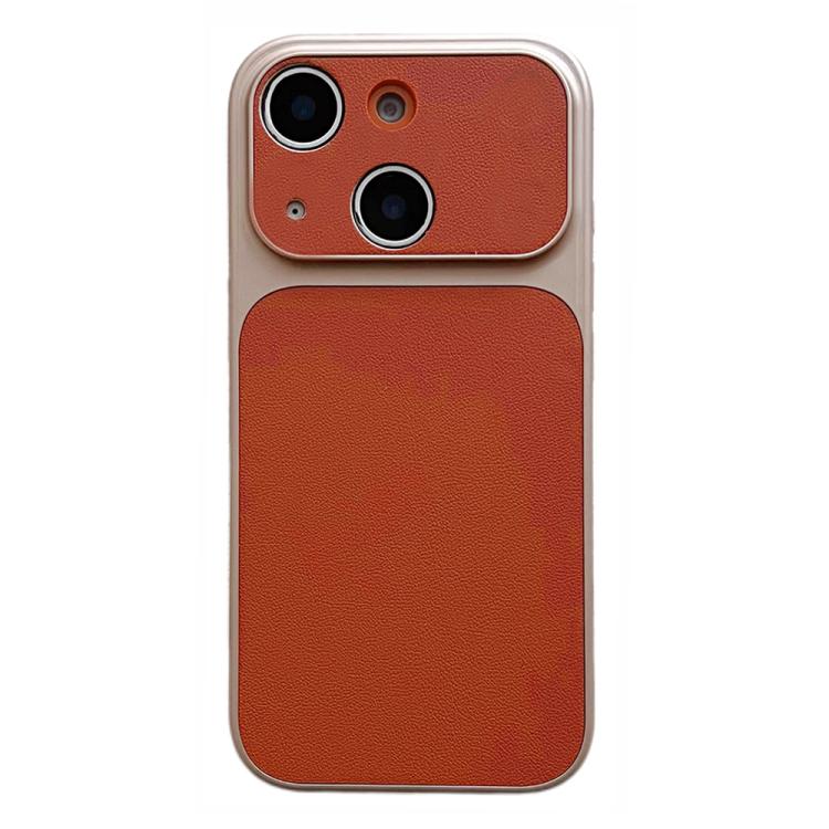 For iPhone 15 Leather Textured Large Window Full Coverage Phone Case