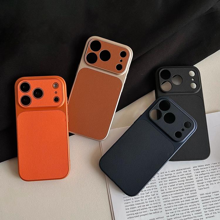 For iPhone 16 Pro Leather Textured Large Window Full Coverage Phone Case