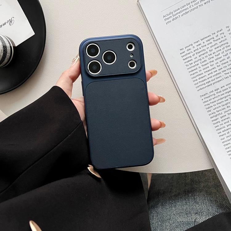 For iPhone 16 Pro Leather Textured Large Window Full Coverage Phone Case
