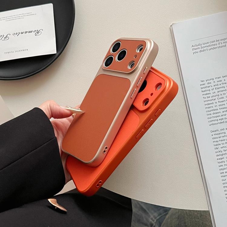 For iPhone 15 Leather Textured Large Window Full Coverage Phone Case