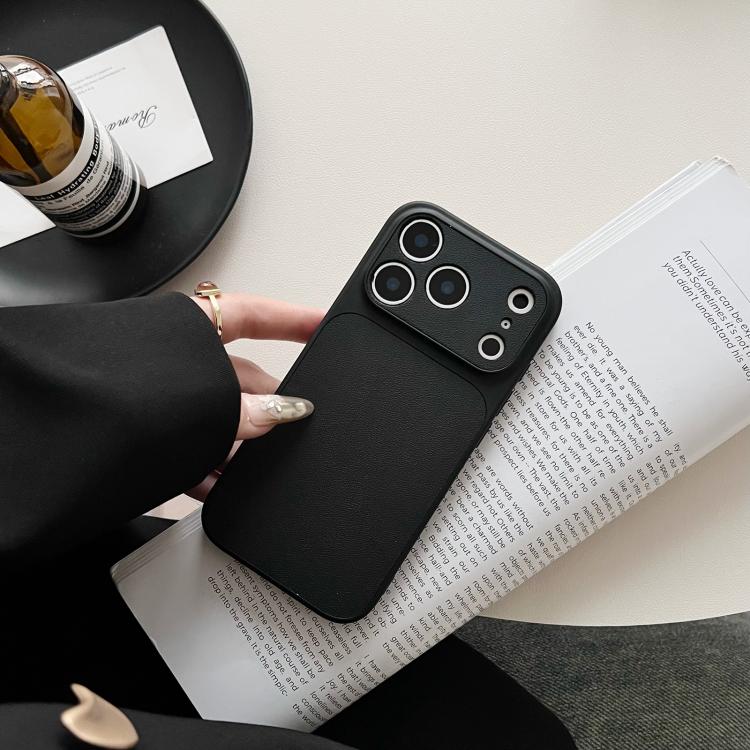For iPhone 16 Pro Max Leather Textured Large Window Full Coverage Phone Case