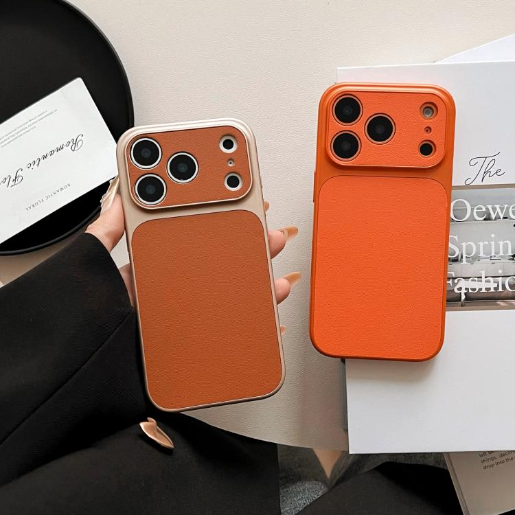 For iPhone 15 Pro Max Leather Textured Large Window Full Coverage Phone Case