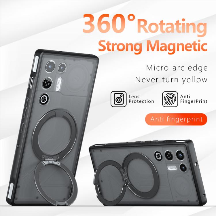 For ZTE nubia RedMagic 11 Air Armor Magnetic Holder PC Hybrid TPU Phone Case - Frosted Black