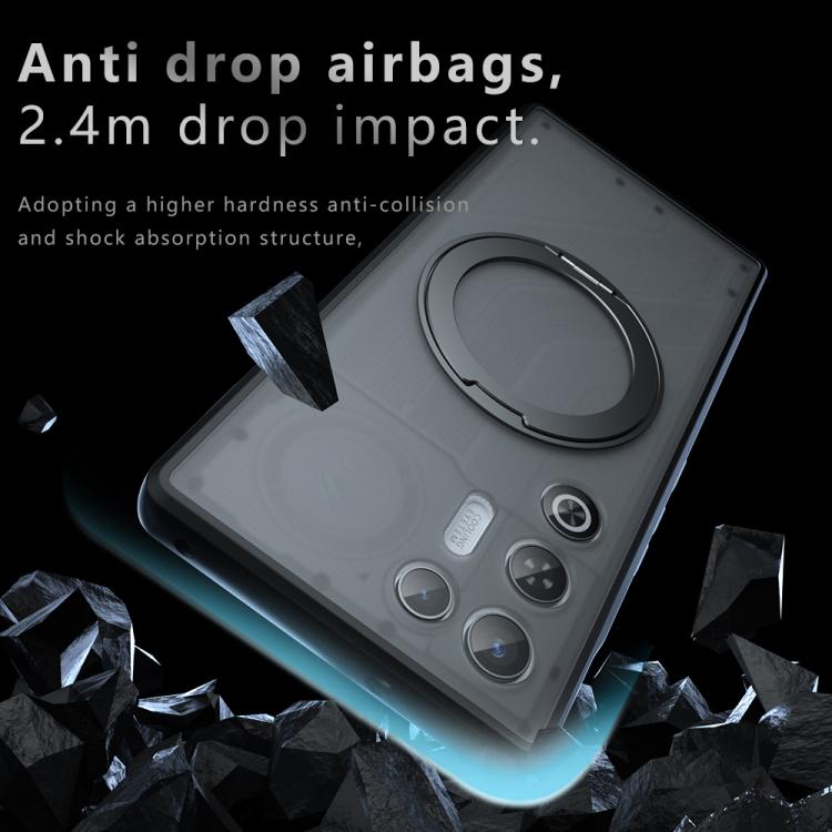For ZTE nubia RedMagic 11 Air Armor Magnetic Holder PC Hybrid TPU Phone Case - Frosted Black