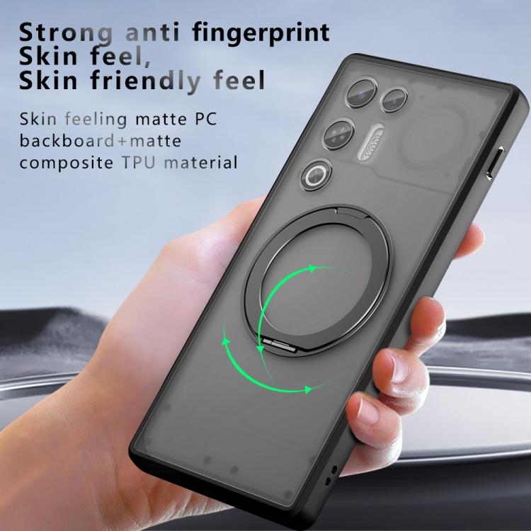 For ZTE nubia RedMagic 11 Air Armor Magnetic Holder PC Hybrid TPU Phone Case - Frosted Black