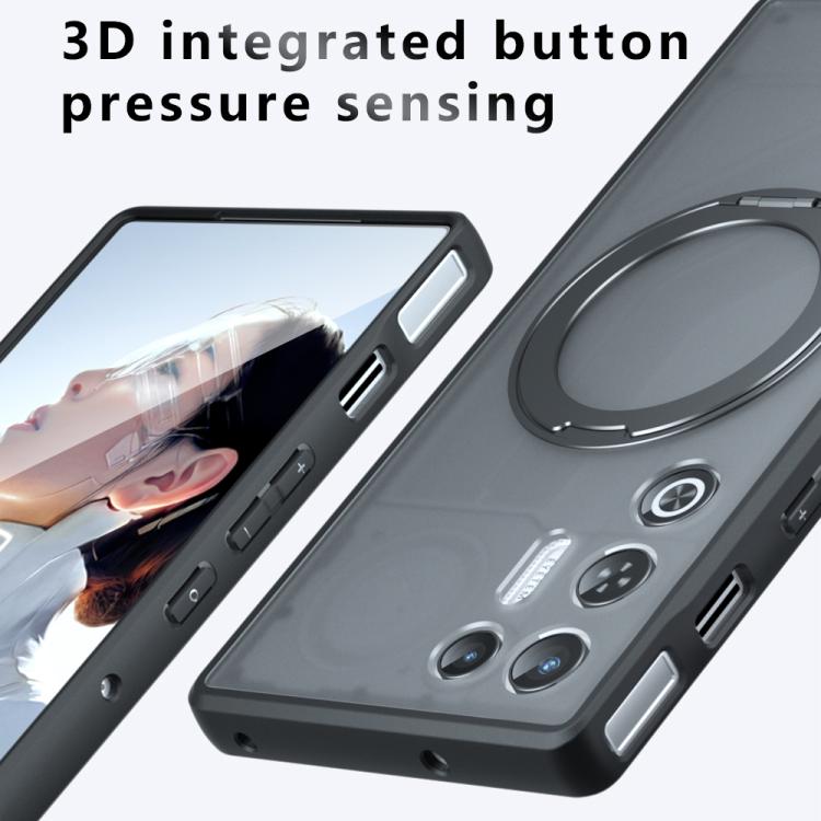 For ZTE nubia RedMagic 11 Air Armor Magnetic Holder PC Hybrid TPU Phone Case - Frosted Black