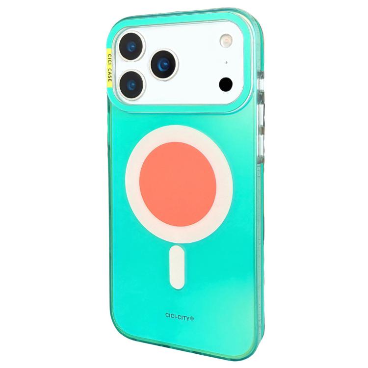 For iPhone 17 Pro Max CICI-CITY CH-56 Macaron Aurora Magnetic Metal Button Skin-Feel Phone Case