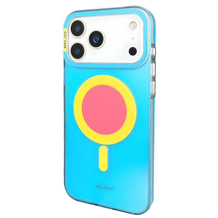 For iPhone 17 Pro Max CICI-CITY CH-56 Macaron Aurora Magnetic Metal Button Skin-Feel Phone Case