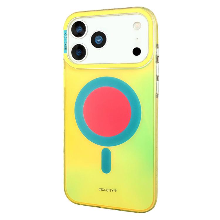 For iPhone 17 Pro Max CICI-CITY CH-56 Macaron Aurora Magnetic Metal Button Skin-Feel Phone Case
