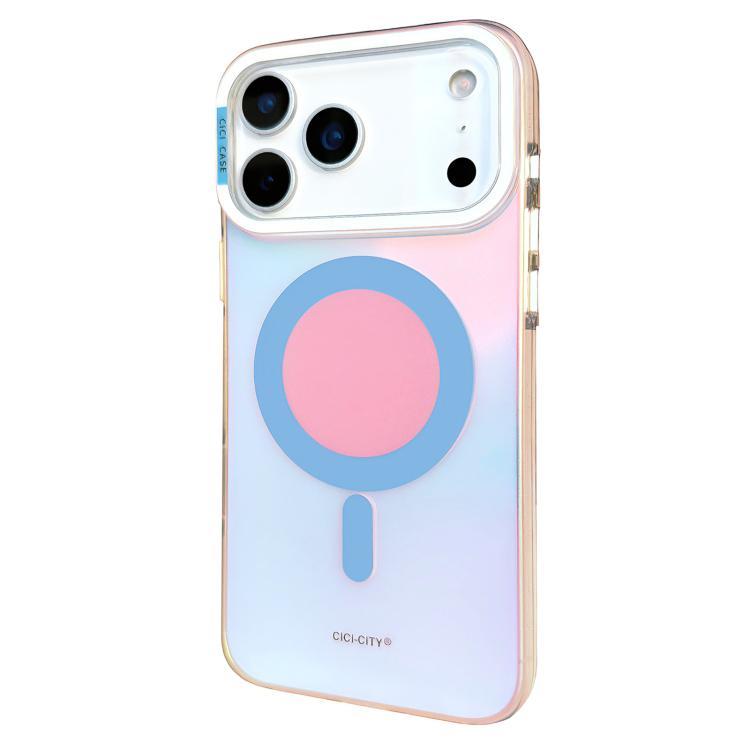 For iPhone 17 Pro CICI-CITY CH-56 Macaron Aurora Magnetic Metal Button Skin-Feel Phone Case