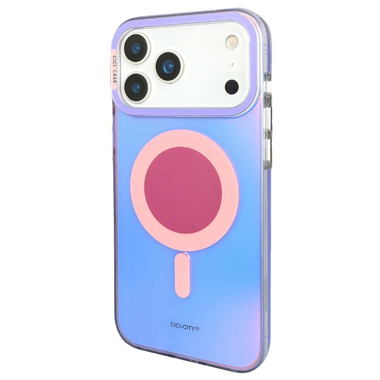 For iPhone 17 Pro CICI-CITY CH-56 Macaron Aurora Magnetic Metal Button Skin-Feel Phone Case
