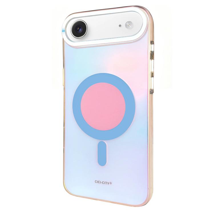 For iPhone Air CICI-CITY CH-56 Macaron Aurora Magnetic Metal Button Skin-Feel Phone Case