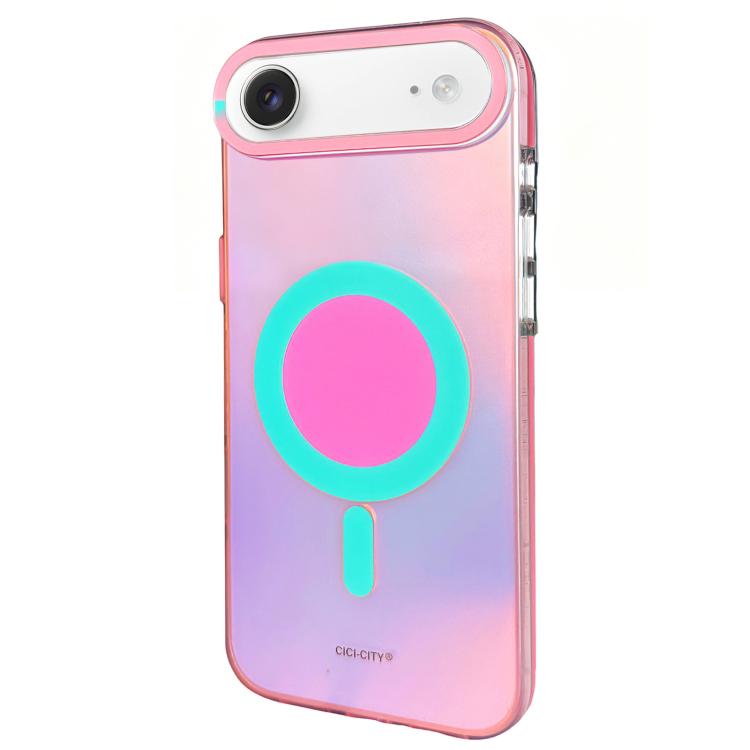 For iPhone Air CICI-CITY CH-56 Macaron Aurora Magnetic Metal Button Skin-Feel Phone Case