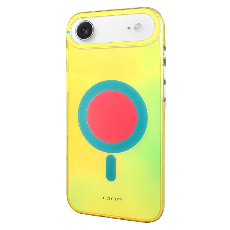 For iPhone Air CICI-CITY CH-56 Macaron Aurora Magnetic Metal Button Skin-Feel Phone Case
