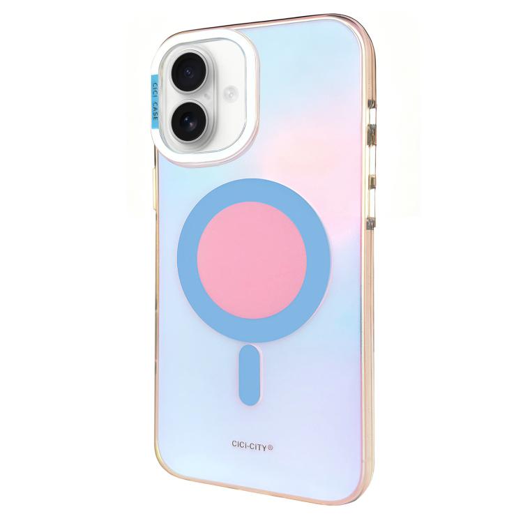 For iPhone 17 CICI-CITY CH-56 Macaron Aurora Magnetic Metal Button Skin-Feel Phone Case