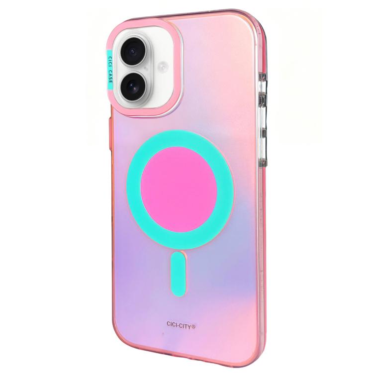For iPhone 17 CICI-CITY CH-56 Macaron Aurora Magnetic Metal Button Skin-Feel Phone Case