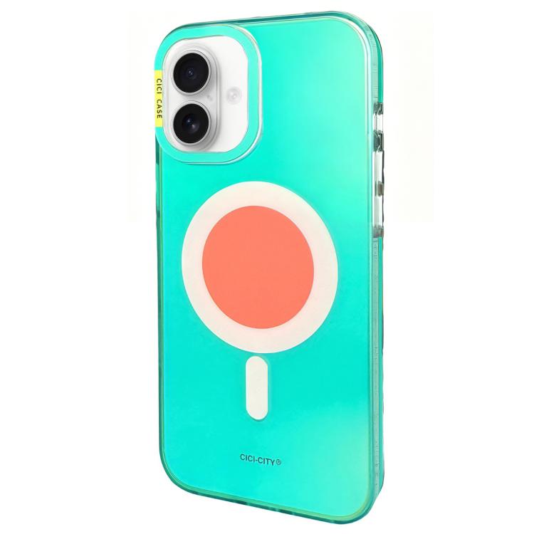 For iPhone 17 CICI-CITY CH-56 Macaron Aurora Magnetic Metal Button Skin-Feel Phone Case