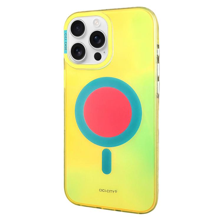For iPhone 16 Pro Max CICI-CITY CH-56 Macaron Aurora Magnetic Metal Button Skin-Feel Phone Case