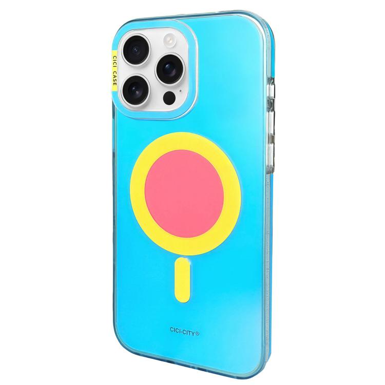 For iPhone 16 Pro CICI-CITY CH-56 Macaron Aurora Magnetic Metal Button Skin-Feel Phone Case