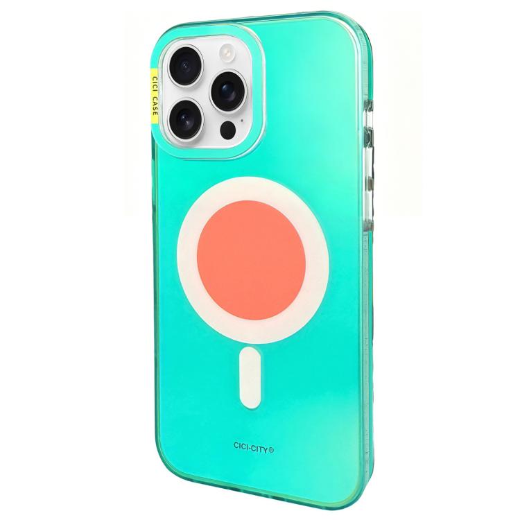 For iPhone 15 Pro CICI-CITY CH-56 Macaron Aurora Magnetic Metal Button Skin-Feel Phone Case