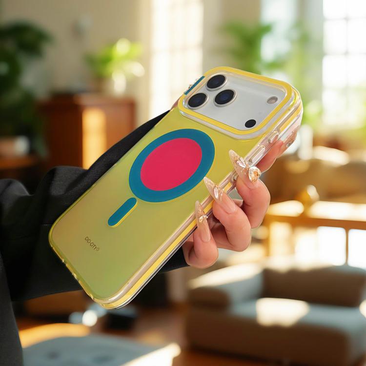 For iPhone 17 CICI-CITY CH-56 Macaron Aurora Magnetic Metal Button Skin-Feel Phone Case