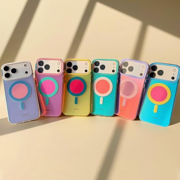 For iPhone 16 Pro Max CICI-CITY CH-56 Macaron Aurora Magnetic Metal Button Skin-Feel Phone Case