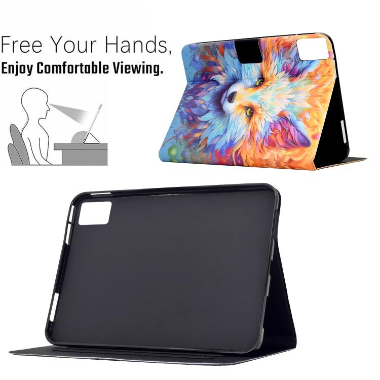 For Lenovo Xiaoxin Pad 11 2025 Voltage Sewing Thread Painted Vegan Leather Smart Tablet Case
