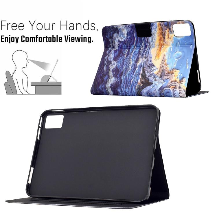For Lenovo Xiaoxin Pad 11 2025 Voltage Sewing Thread Painted Vegan Leather Smart Tablet Case