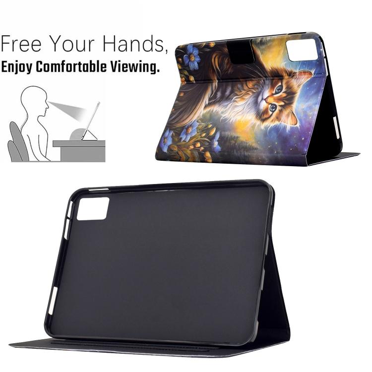 For Lenovo Xiaoxin Pad 12.1 2025 Voltage Sewing Thread Painted Vegan Leather Smart Tablet Case