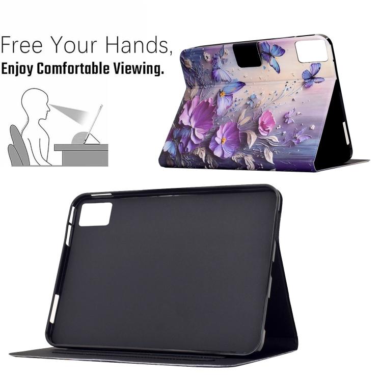 For Lenovo Xiaoxin Pad 12.1 2025 Voltage Sewing Thread Painted Vegan Leather Smart Tablet Case
