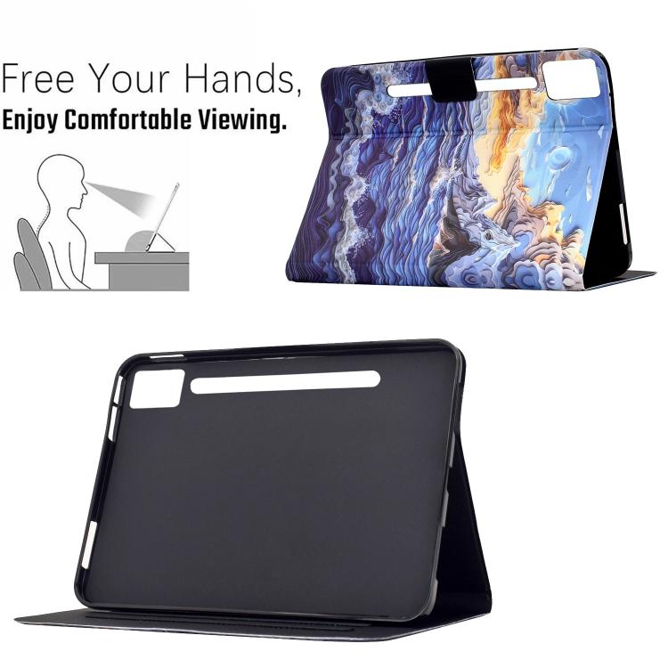 For Lenovo Idea Tab Pro / P12 12.7 2025 Voltage Sewing Thread Painted Vegan Leather Smart Tablet Case