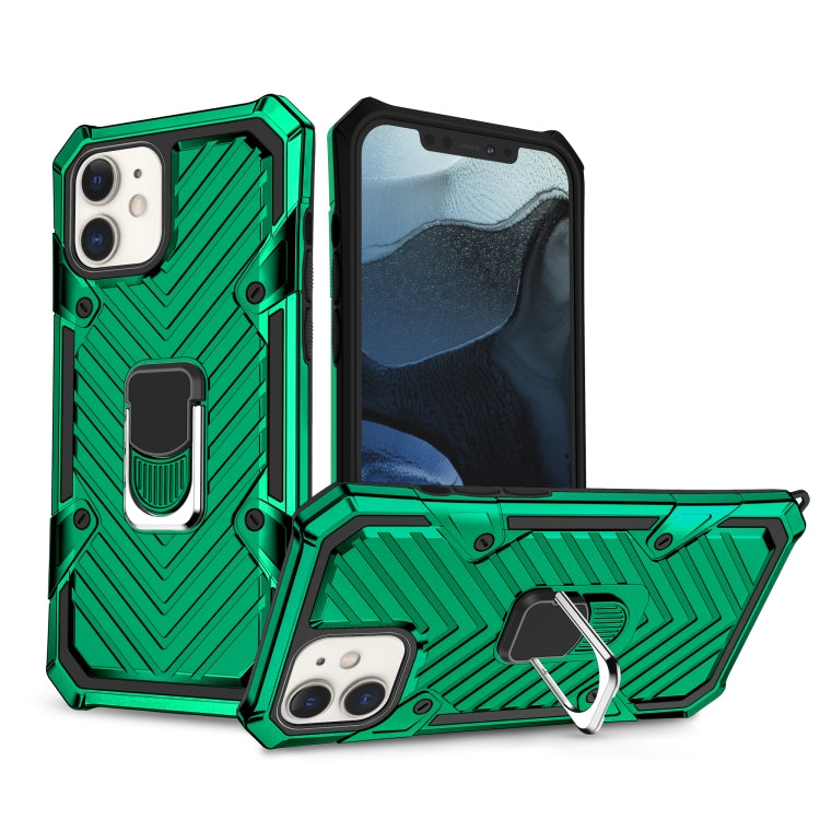 For iPhone 12 mini Cool Armor PC + TPU Shockproof Case with 360 Degree Rotation Ring Holder
