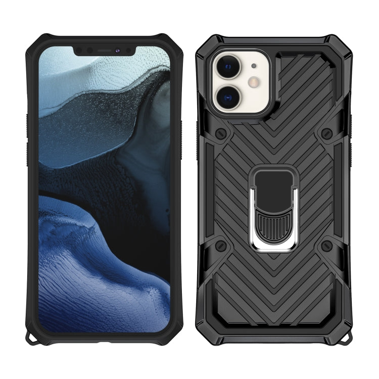 For iPhone 12 / 12 Pro Cool Armor PC + TPU Shockproof Case with 360 Degree Rotation Ring Holder