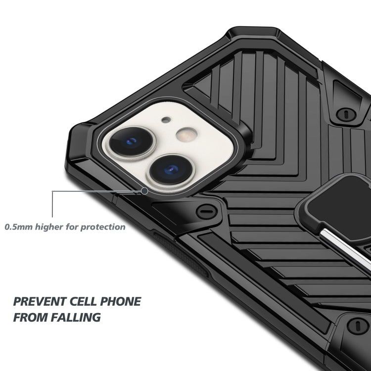 For iPhone 12 / 12 Pro Cool Armor PC + TPU Shockproof Case with 360 Degree Rotation Ring Holder