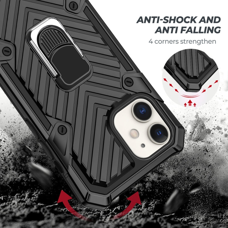 For iPhone 12 / 12 Pro Cool Armor PC + TPU Shockproof Case with 360 Degree Rotation Ring Holder