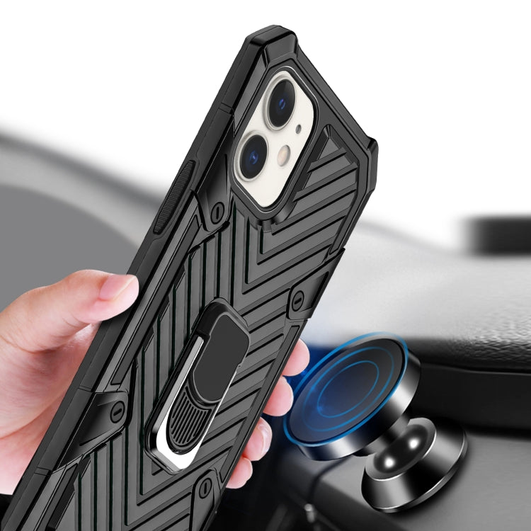 For iPhone 12 / 12 Pro Cool Armor PC + TPU Shockproof Case with 360 Degree Rotation Ring Holder