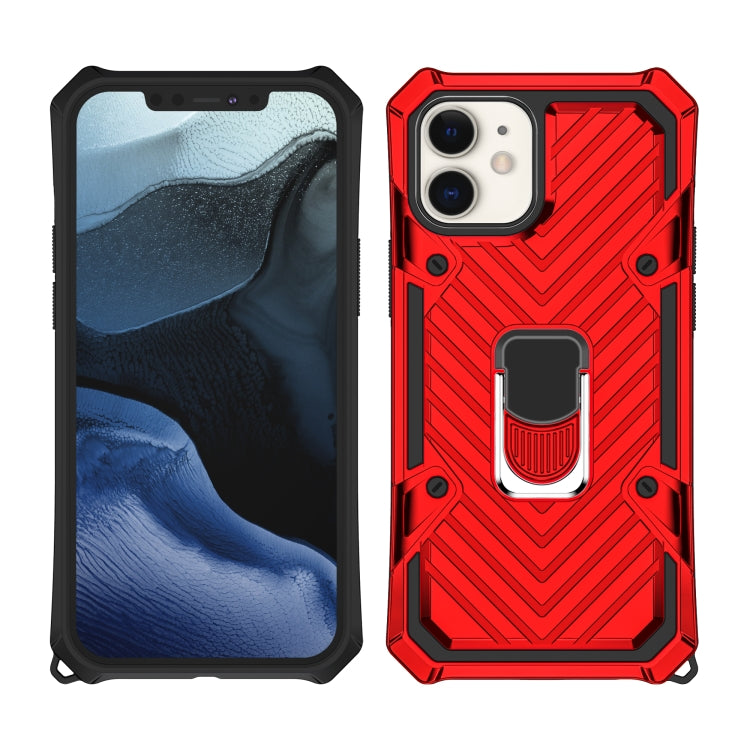 For iPhone 12 / 12 Pro Cool Armor PC + TPU Shockproof Case with 360 Degree Rotation Ring Holder