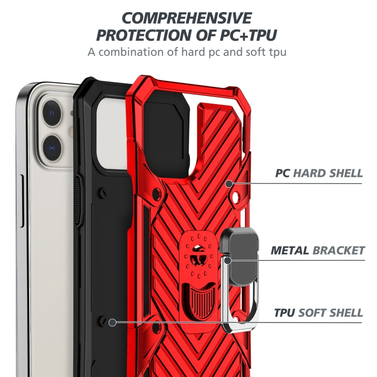 For iPhone 12 / 12 Pro Cool Armor PC + TPU Shockproof Case with 360 Degree Rotation Ring Holder