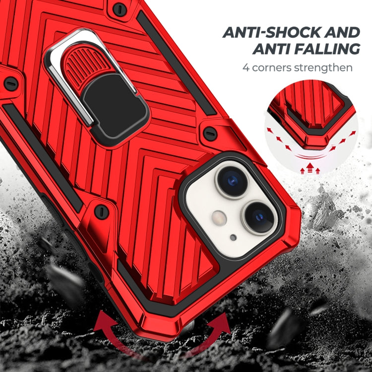 For iPhone 12 / 12 Pro Cool Armor PC + TPU Shockproof Case with 360 Degree Rotation Ring Holder