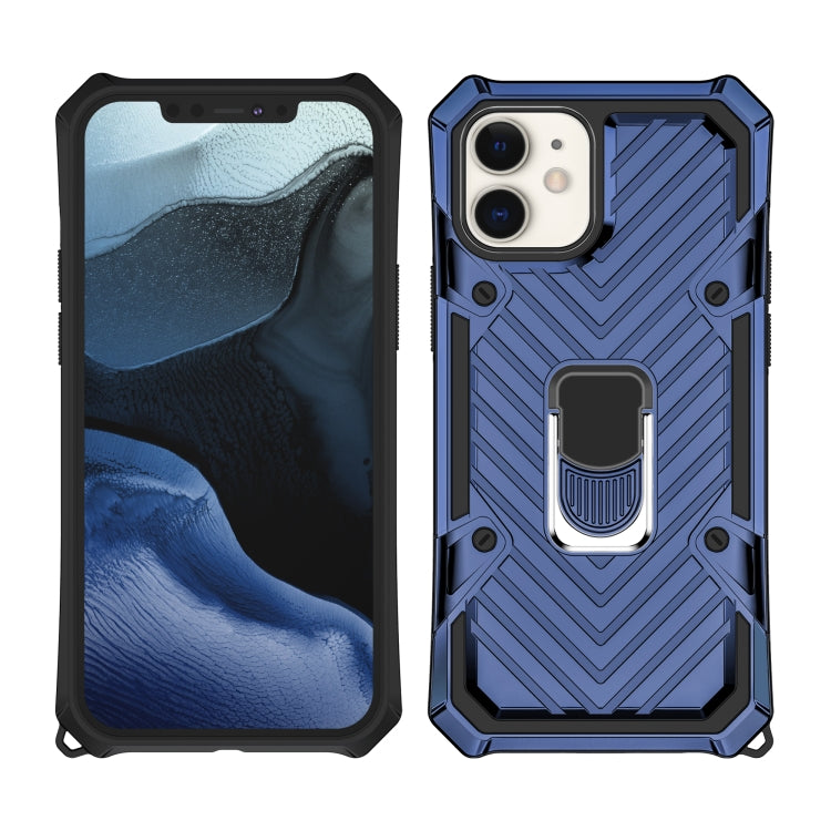 For iPhone 12 / 12 Pro Cool Armor PC + TPU Shockproof Case with 360 Degree Rotation Ring Holder