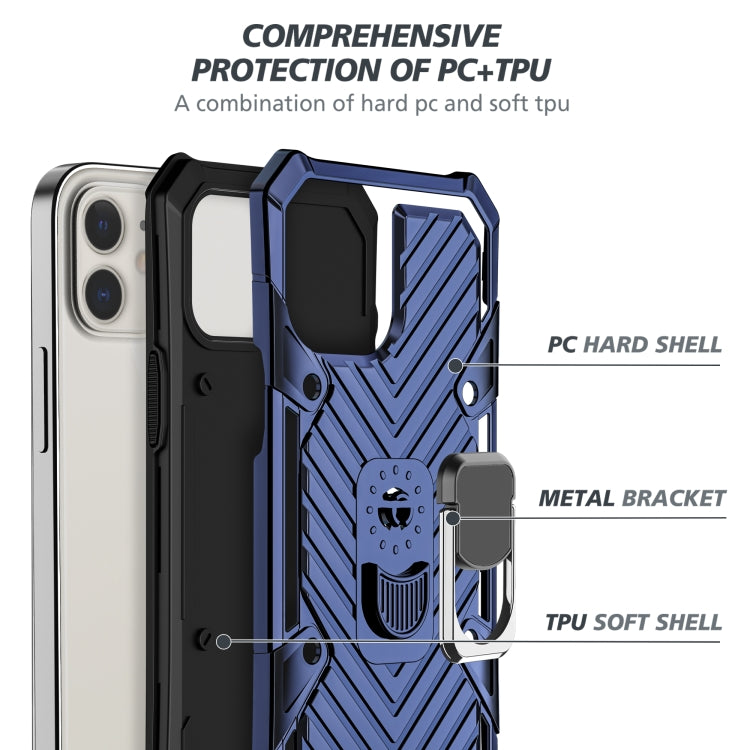 For iPhone 12 / 12 Pro Cool Armor PC + TPU Shockproof Case with 360 Degree Rotation Ring Holder