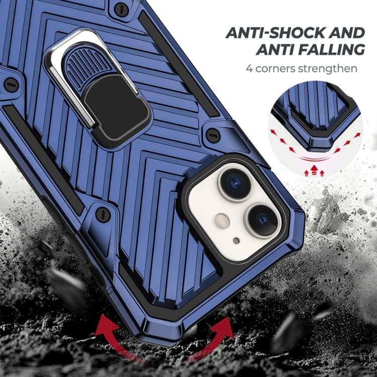 For iPhone 12 / 12 Pro Cool Armor PC + TPU Shockproof Case with 360 Degree Rotation Ring Holder