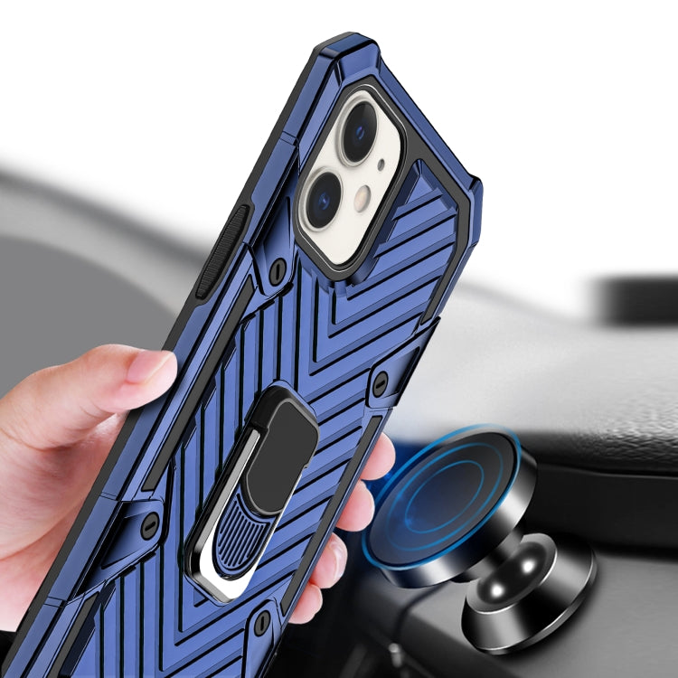 For iPhone 12 / 12 Pro Cool Armor PC + TPU Shockproof Case with 360 Degree Rotation Ring Holder