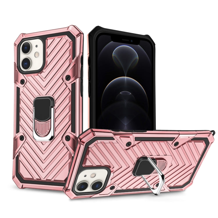 For iPhone 12 / 12 Pro Cool Armor PC + TPU Shockproof Case with 360 Degree Rotation Ring Holder